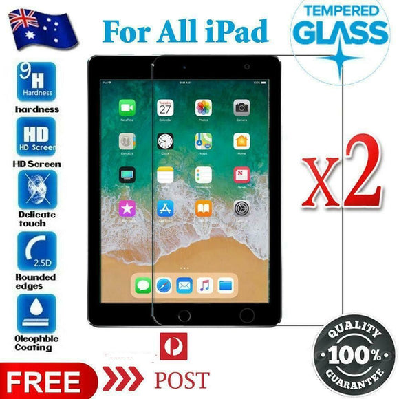 2 ozi Tempered Glass Screen Protector for iPad 5th 6th 7th 8th 9th Gen 9.7 10.2