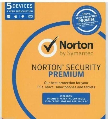 Norton Symantec Security Premium 5 Device PC 1 Year Email license key