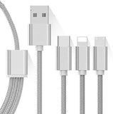 3 in 1 Charging charger Cable For Type C Micro USB Braided Cord Android 1M 2M 3M