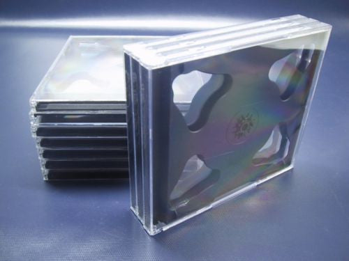 50 Standard 10mm Jewel CD Cases with BLACK Tray DOUBLE 10.4mm Disc case DBT PO