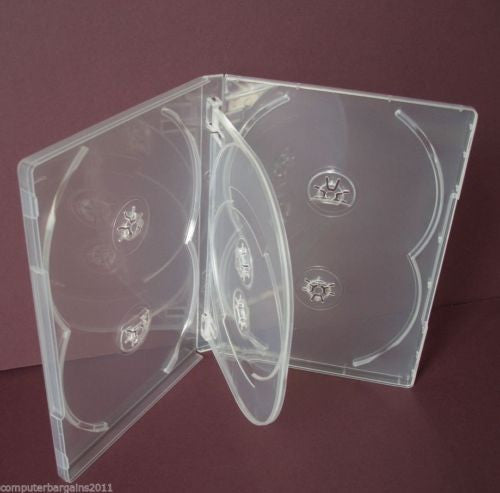 10 x Hold 6 14mm Standard Hex DVD Cover Disc Case holds 6 discs outer wrap CLEAR