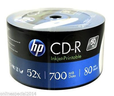 10 HP WHITE inkjet Printable Blank CD-R media 52X CD CD R not TDK LG iMation