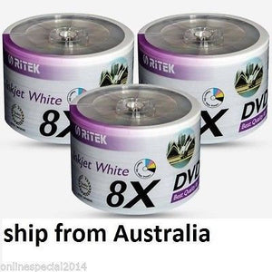 10 DISC Ritek White PRINTABLE Blank DVD-R media 8X Full Hub Printable DVD -R G05