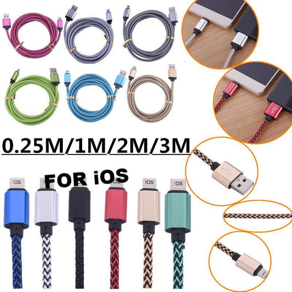 1M 2M 3M Fabric USB Data Sync Charger Cable For iPhone 13 12 10 11 7 8 XS nonoem