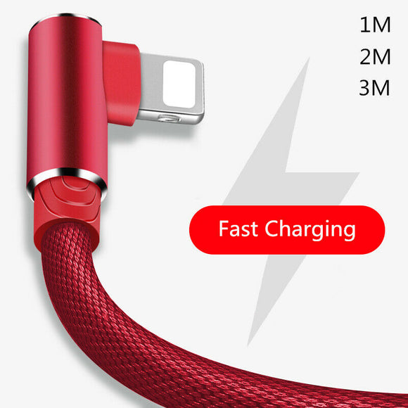 for iPhone 90 degree angle Fast USB Cable Heavy Duty Charging Syn Charger 14 13